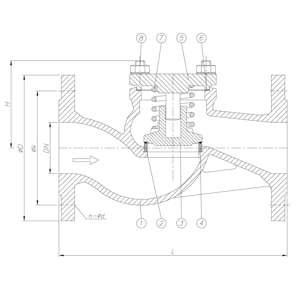 Straight Type Lift Check Valve drawing 1