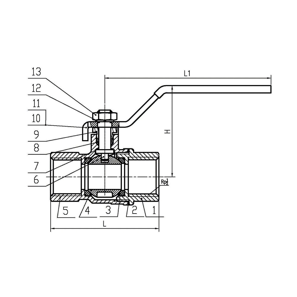 Bronze Ball Valve - BSP drawing 1