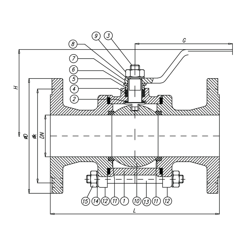 Stainless Steel Ball Valve Full Bore drawing 1
