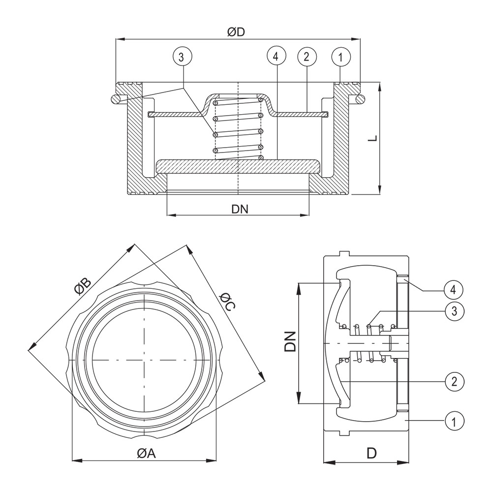 Disc Check Valve drawing 1