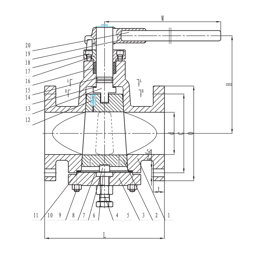 API Lubricated Plug Valve drawing 1