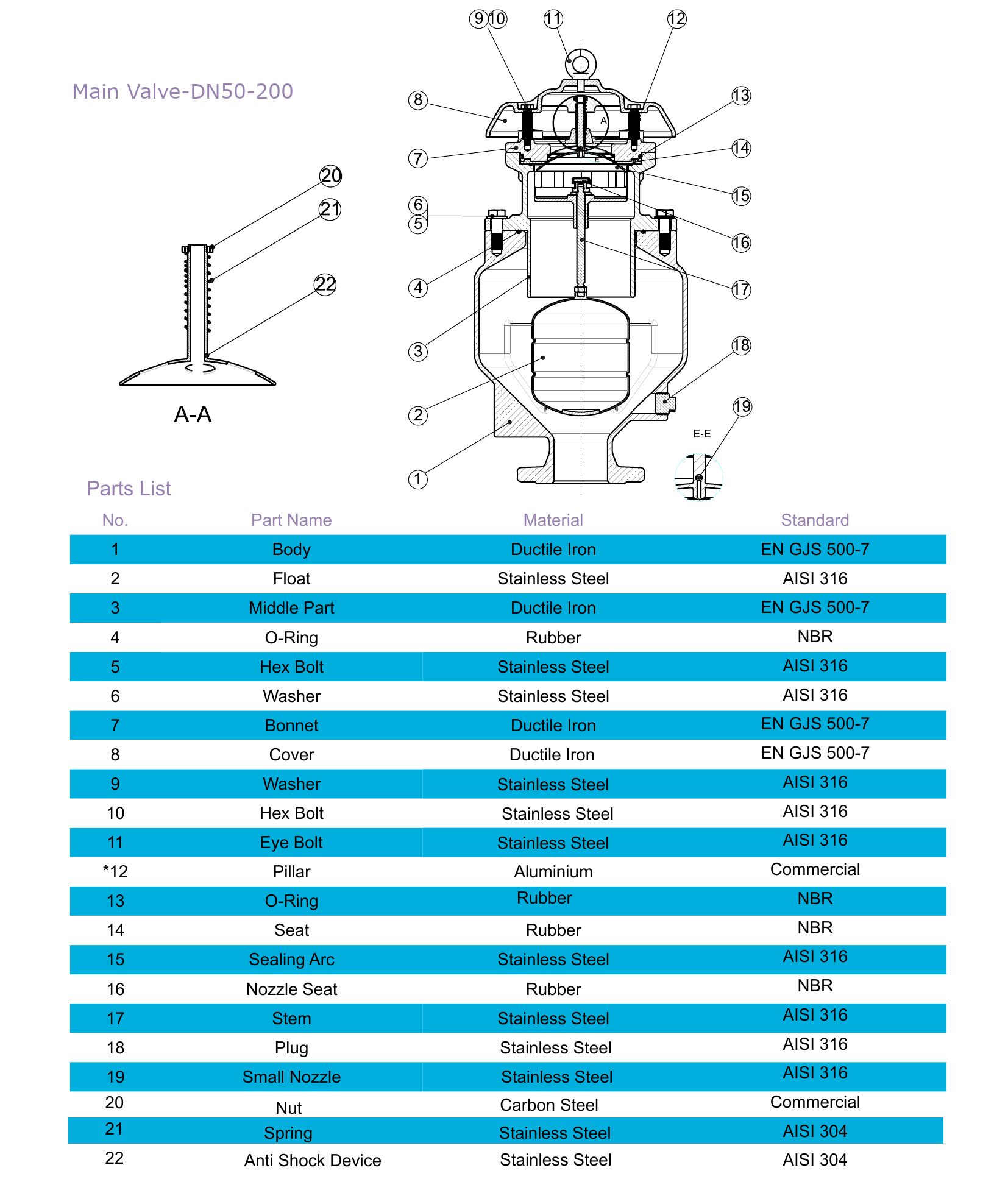 SKAA - Anti-Shock Sewage Combination Air Release Valve drawing 2