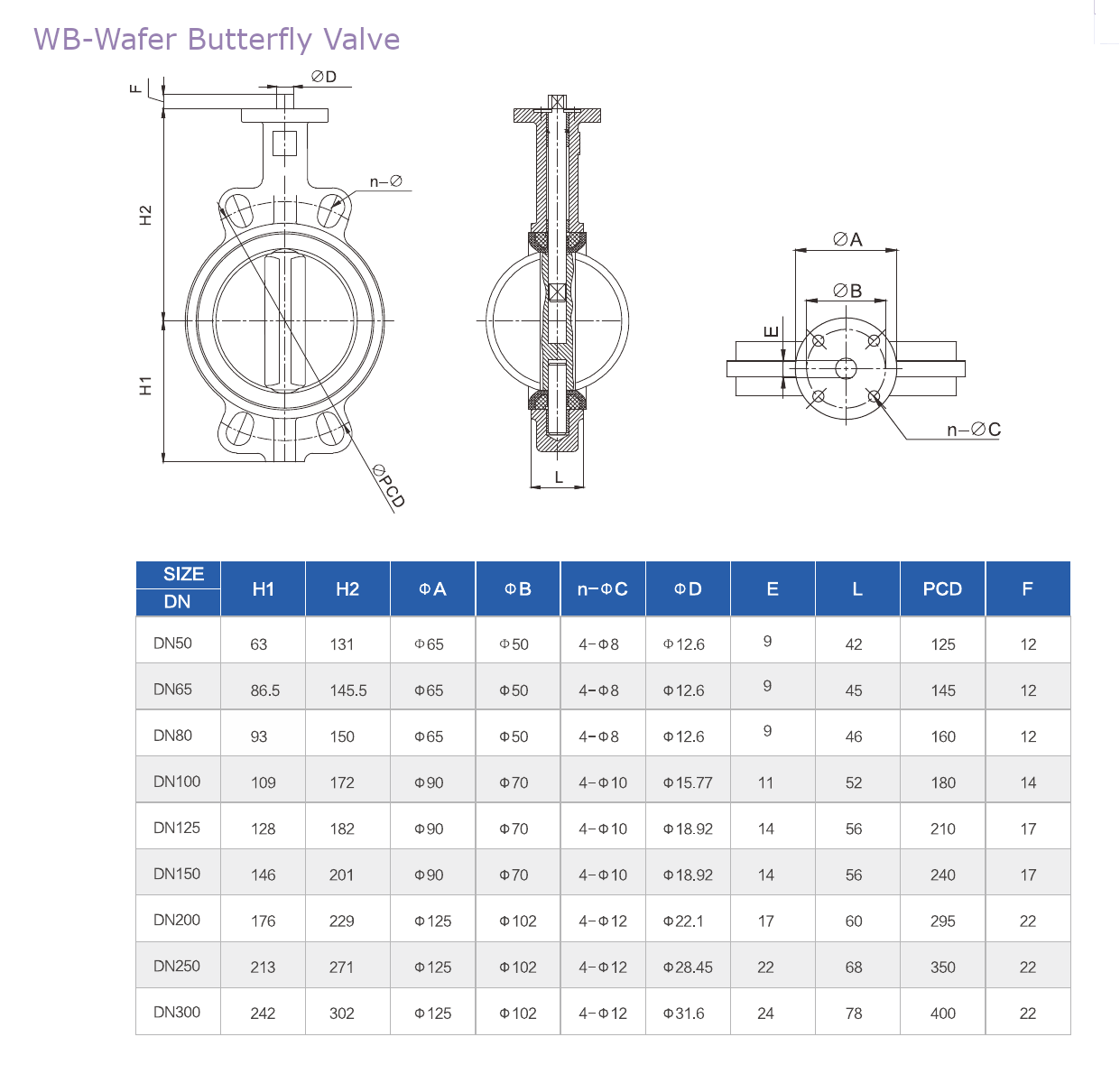 Alpine Wafer Lugged Butterfly Valve drawing 2