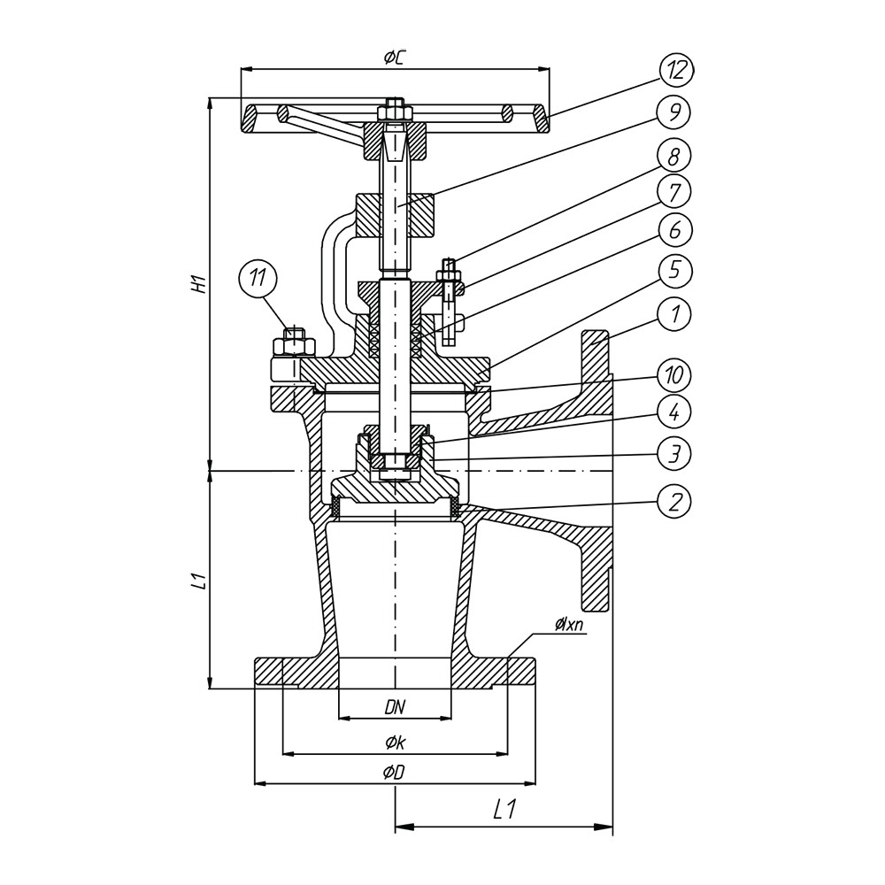 Angle Type Globe Valve 300LB drawing 1